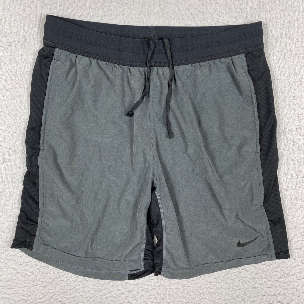 Nike Dri-FIT Athletic Shorts Mens Large Gray Black Running Training Gym Workout
